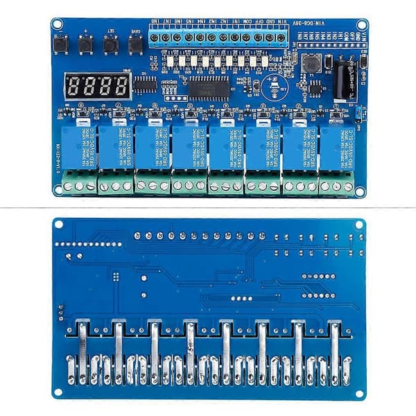 8-36V 8-kanals Multifunktions Tidsforsinkelsesrelæ Interface Board Modul Optokobler LED