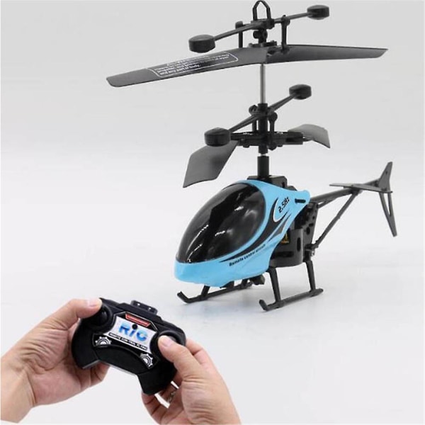 Fjernbetjening Helikopter Indbygget LED-lys, Højdehold Rc Gyro-fly, 3-kanals, 2,4 GHz Flying Drone Legetøj Børnegaver Blue
