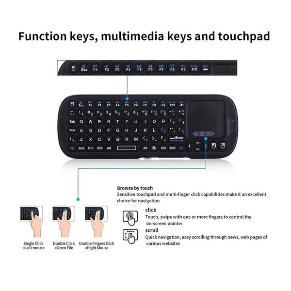 Mini Bluetooth+2.4GHz Trådlöst Tangentbord med Touchpad MusCombo