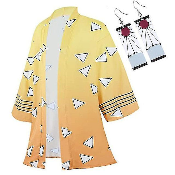 Paras Discountanime Cosplay -asu Demon Slayer Kimetsu No Yaiba Haori Kimono Agatsuma Zenitsu Kochou Shinobu Kesätakki Paita Anime Vaatteet I 4XL