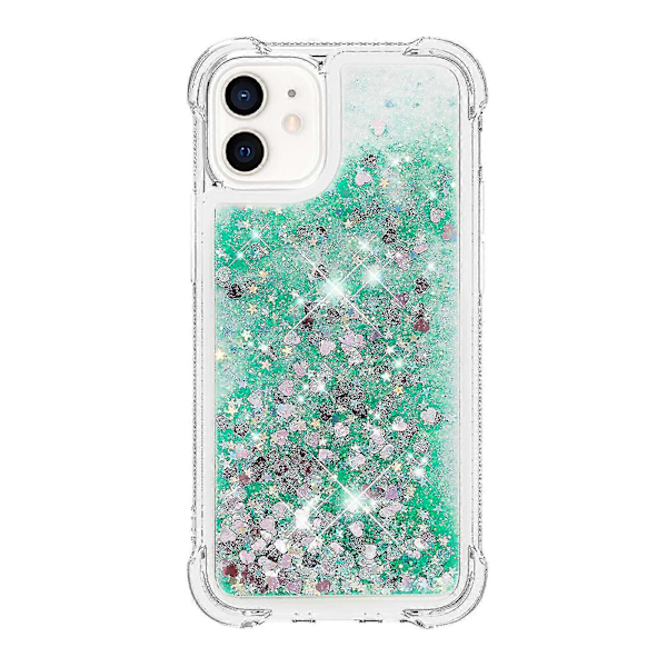 Iphone 12 Mini Deksel Glitter Væske Transparent Glitrende Skinnende Bling Krystallklar Flytende Sanddeksel Tpu Silikon - Grønn