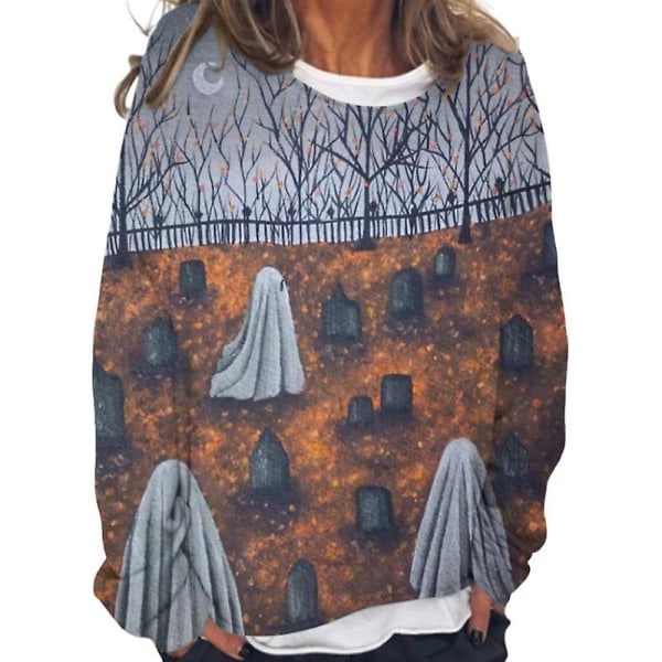 Ghost Sweatshirt Naisten Halloween Pumpkin Paidat Hauskat Uutuus Graafiset T-paidat Pitkähihaiset Syksypaidat style 3 L