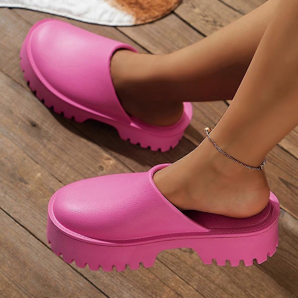 Nya modeller Enfärgade Pillow Slides, Slip On Mjuka Bekväma Platform Sandaler, Halkfria Casual Sommar Tofflor med Stängd Tå