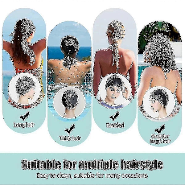 Svømmehette i silikon, komfortabel badehette ideell for krøllete, kort, middels langt hår, svømmehette for kvinner og menn, dusjhetter holder frisyren U-mxbc