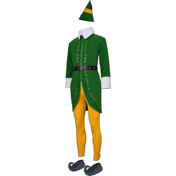Buddy The Elf Costume Men Halloween Christmas Cosplay Full Set Costumes M