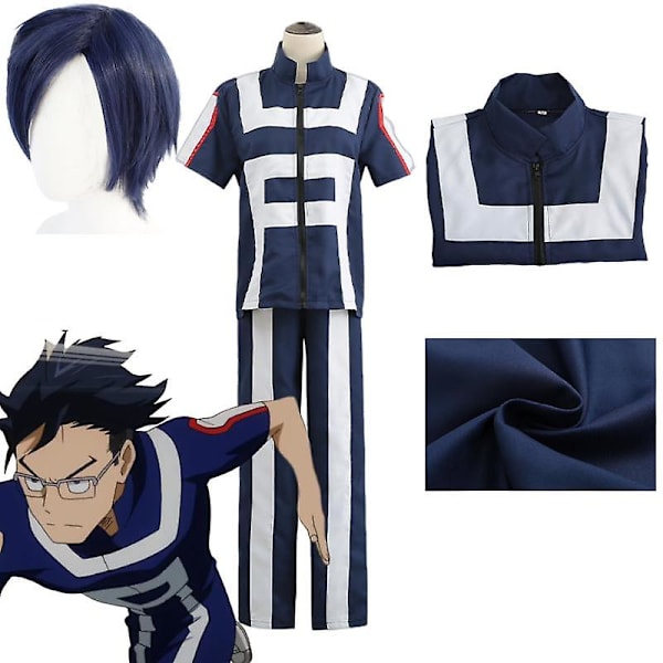 Anime My Hero Academia Iida Tenya Todoroki Shoto Cosplay Gym Outfit Overdele Bukser Paryk Halloween Karneval Festkostumer Costumes with wigs S