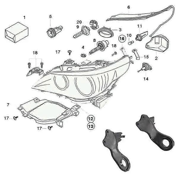 Halogen Strålkastar Fästen Reparationsfästen För 5-serie E60 E61 2003-2010 Strålkastarklämmor