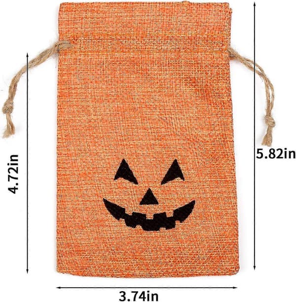 50-pack Halloween Jutesäckar Godispåsar med Dubbla Dragsko - Blandade Designer