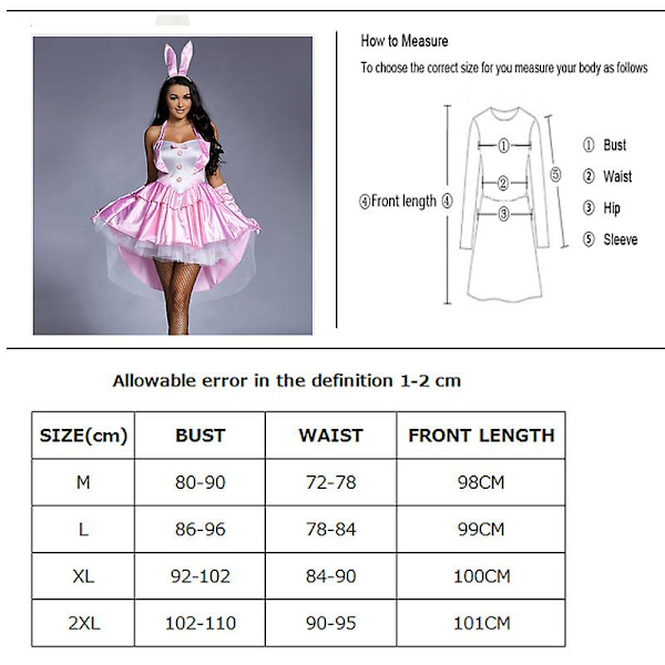 Carnival Halloween Lady Sexig Rosa Kanin Tjej Kostym Härlig Tyll Smoking Kanin Disfraz Cosplay Fancy Party Dress Black XL