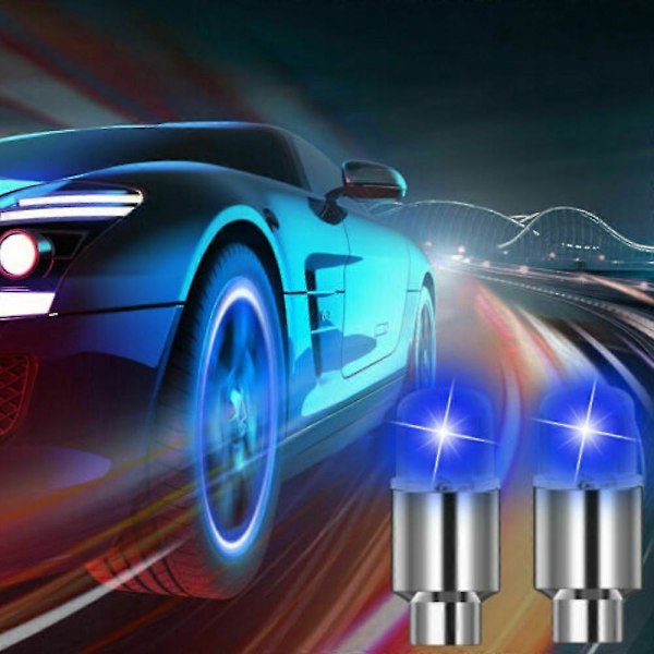 Bildekk Sykkeldekk LED Dekorativt Blinkende Lys Hjulventilhette Lampe Blå