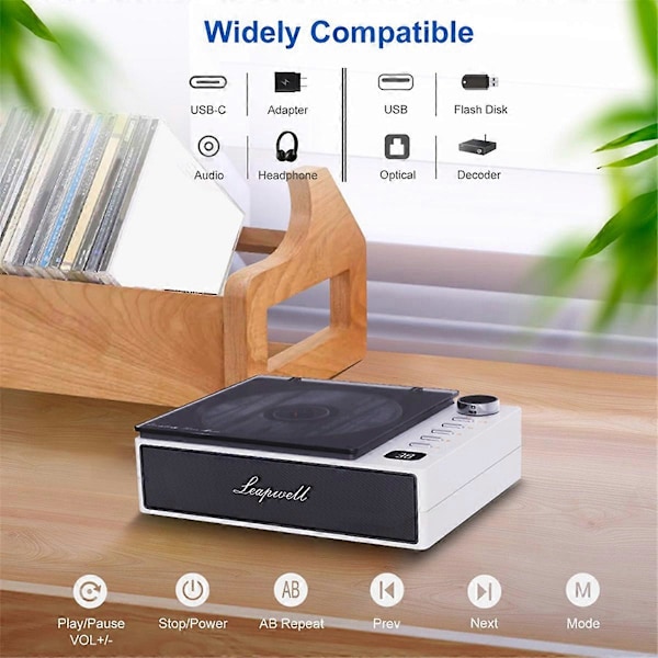 Kannettava CD-soitin langattomat Bluetooth-kaiuttimet FM-radio musiikkialbumin soitin kotikäyttöön CD-kone englanninkielinen A