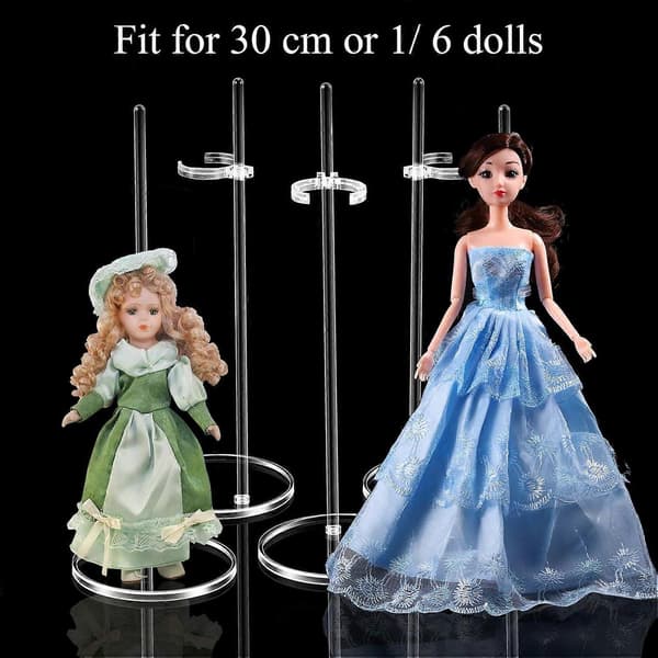 6 Stycken Dockställ Plast Dockställ för 30 cm Dockor (Transparent, 25cm)