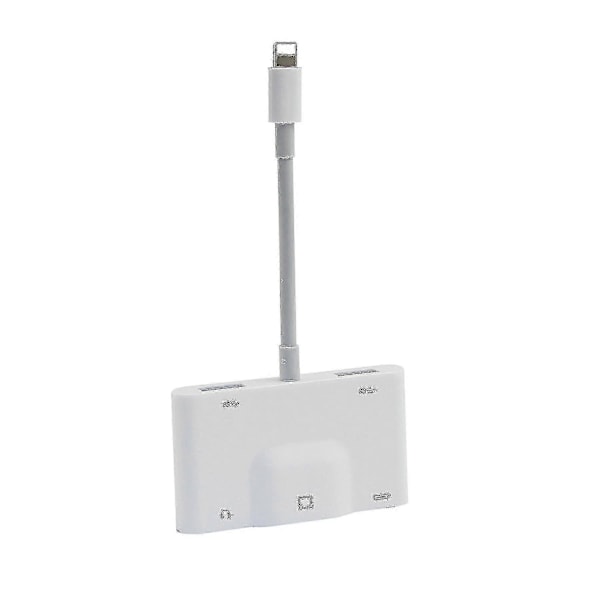 Lightning till RJ45 Ethernet LAN Trådbunden Nätverksadapter 5 i 1 USB OTG LAN RJ45 Ethernet 3,5 mm Hög Hastighetskonverterare