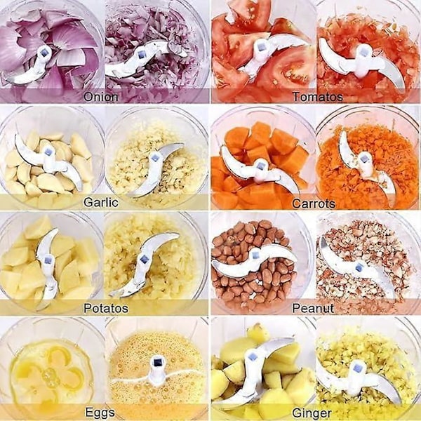 Manuell Hackare (500ml 3 Rostfria Stål Blad, Multi Kök Lök Hackare - Grönsaker, Kött, Lök, Vitlök Hackare)