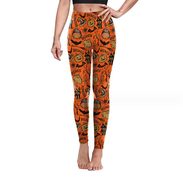 Träningsleggings för kvinnor Magkontroll Halloween yogabyxor Hög midja med printed leggings för kvinnor style 2 M