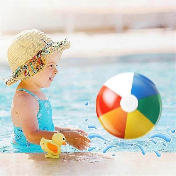 Strandbollar i Storpack, Strandleksaker för Sommarfester, Vattenspel, Födelsedagsfest Tillbehör Dekorationer, Klassisk Regnbågsfärg