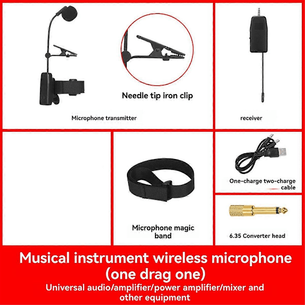Trådlöst Saxofonmikrofonsystem, Clip on 1 Mikrofon
