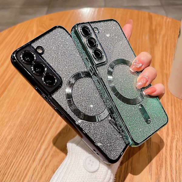 för Samsung Galaxy S24 Plus Skal Magnetiskt, för Kvinnor Flicka Mjuk Lyx Plätering Bling Gradient Glitter Sött Kompatibelt med MagSafe Skal