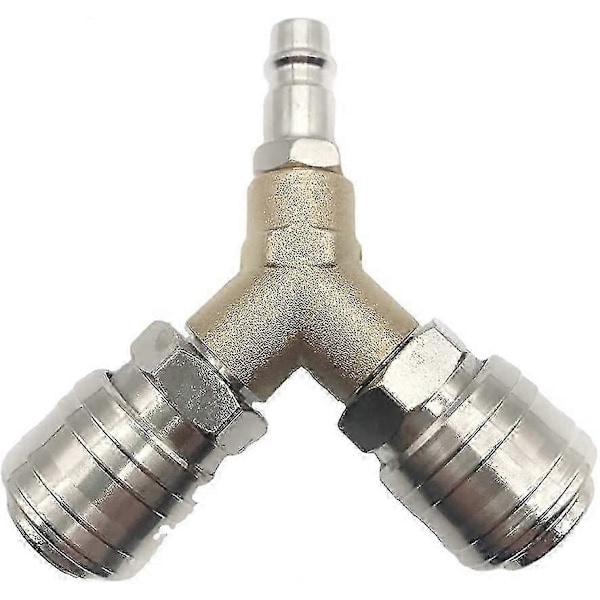 Trykkluftfordeler, trykkluftkobling, trykkluftbryter, med to 1/4 tommers gjengekoblinger, rustfritt messing, fullt montert