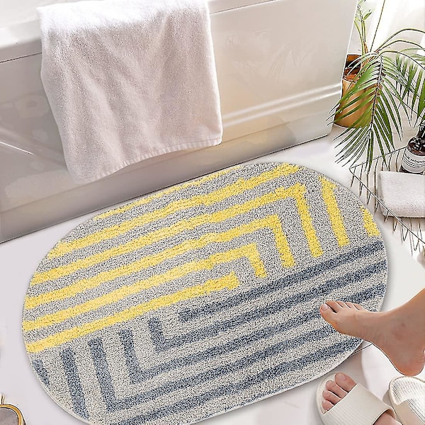 Tflycq Soft Fluffy mikrokuituliina soikeat kylpyhuonematot liukumaton, vahva vettä imevä kylpymatto (siniset ja valkoiset raidat, 18"x26")