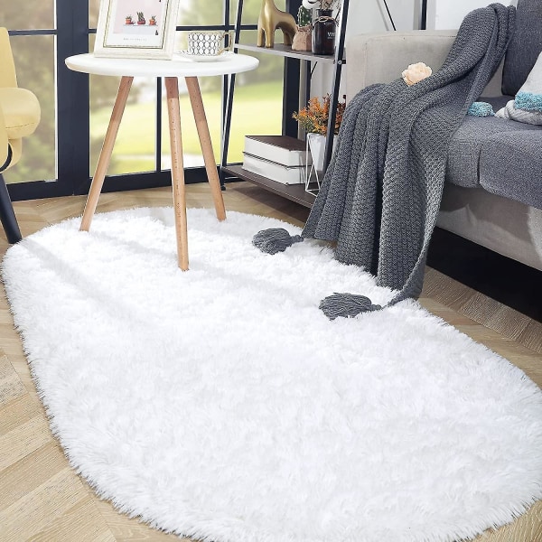 Tflycq Oval Fluffy Tæppe Tæpper, Moderne Plys Shaggy Area Tæppe til børn Soveværelse Ekstra behageligt sødt børnetæppe Sengetæppe til drenge piger Værelsesindretning
