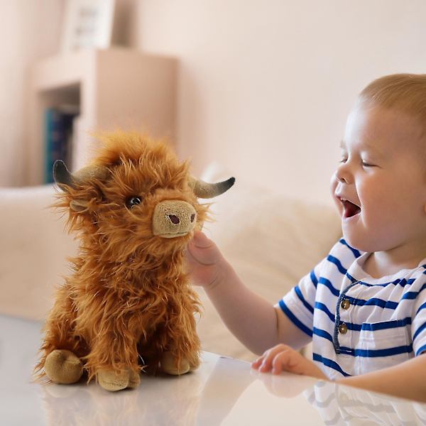 Highland Cow With Mooing Sound,realistisk blødt kælegårdslegetøj,naturli Miljøvenlig plys 26cm