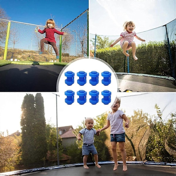 8 stk. trampolinestanghette, trampolinenettstanghette, trampolinehatt, reservedeler for sikkerhetsnett, blå stanghette