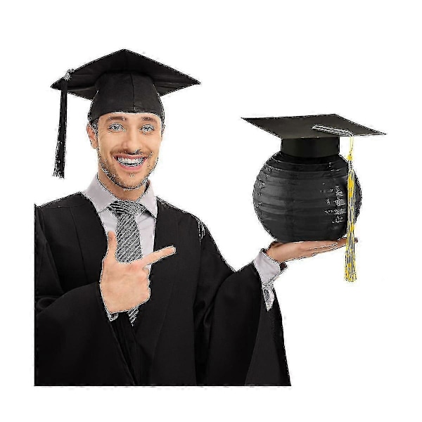 Valmistujaislakki riippuvat paperilyhdyt Valmistujaislakki paperilyhdyt Valmistujaislyhdyt mustalla valmistujaislakilla H
