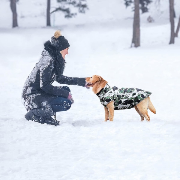 Vandtætte hunde vinterfrakker, koldt vejr hundejakker med reflekterende striber og selehul varmt hundetøj Black White 5XL