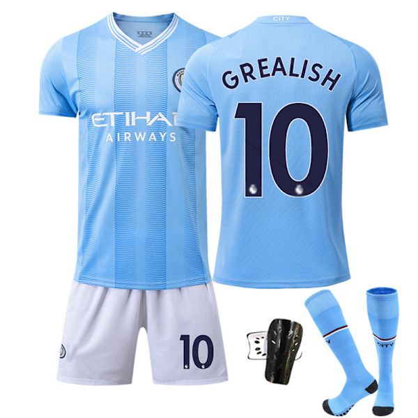 2324 Manchester City Hjemmefodboldtrøje Sæt 9 Harland 10 Glalish 17 De Bruyne Trøje NO.10 With Socks 24