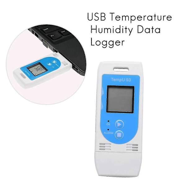 USB Temperatur Fugtigheds Data Logger Genanvendelig RH TEMP Data Logger Optager Humiture Måler med 12.000 Optagelseskapacitet
