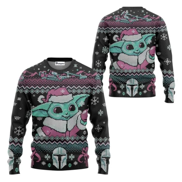 The Mandalorian And Grogu Baby Yoda Ugly Sweater 2024 Glædelig Jul Mænd Pullover Efterår Vinter Star Wars Dame Sweatshirt style 8 4XL