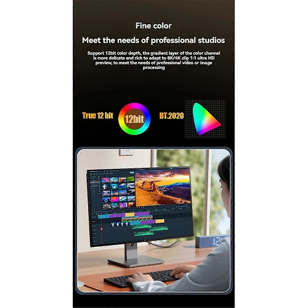 DP1.4 8K 60Hz Displayport -kaapeli DP-kaapeli 4K 144Hz Suojattu HDR 32Gbps Video Audio -kaapeli kannettavalle tietokoneelle