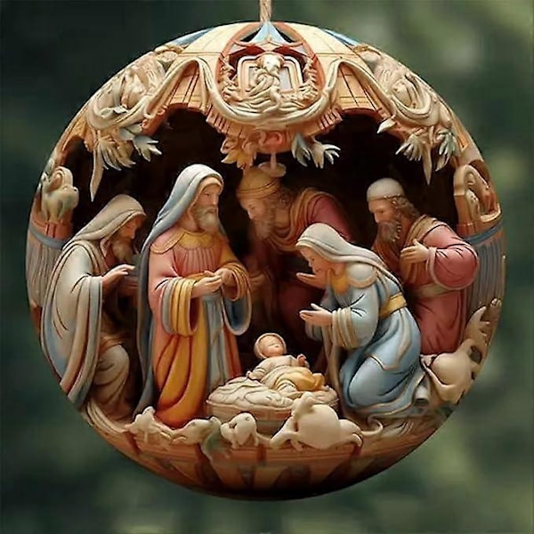 3 st Julkrubba Ornament Jul, Julkrubba Hänge för Julgran Jesu Födelse Kristen Dekor Religiös Gåva för Kristen