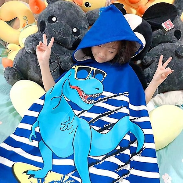 Badhandduk för Barn, Strandhandduk för Barn med Huvtröja, Supermjuk Badponcho Badkappa för Flickor Pojkar 6-14 År, Polyesterblandning