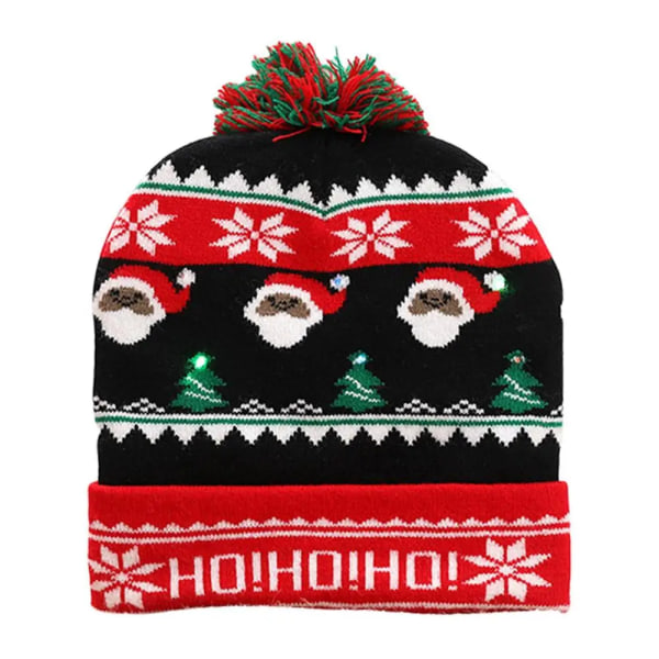 Julehatte Sweater Santa Elk Strikket Beanie Hat Med LED Lys Op Tegneseriemønster Julegave Til Børn Nytårsartikler Style 3