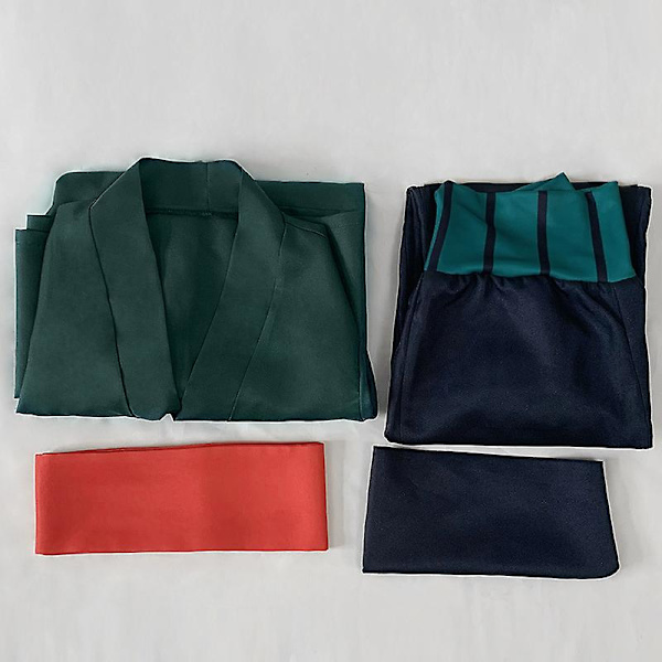 Japansk Anime Roronoa Zoro Cosplay Kostym Halloween Robe Full Set Kerchief Peruk Kappa Byxor Ärmar Bälte Grön Kimono XL