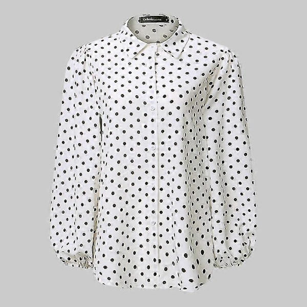 Oversized Damblusar Mode Höstfest Prickig Lång Lykta Ärm Slagskjorta Celmia Eleganta Toppar Kontor Lös Blusas