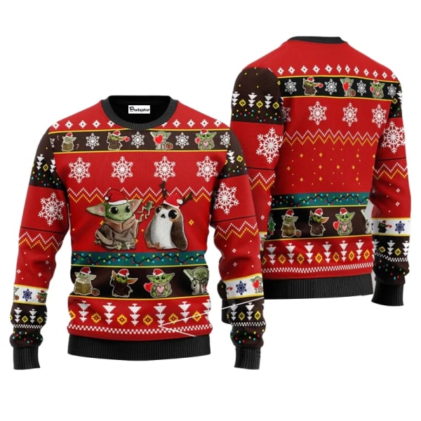 The Mandalorian And Grogu Baby Yoda Ugly Sweater 2024 Glædelig Jul Mænd Pullover Efterår Vinter Star Wars Dame Sweatshirt style 12 XL