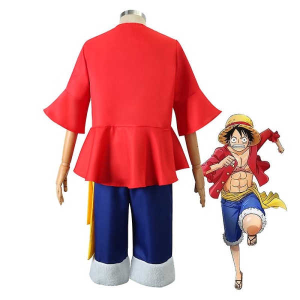 Anime One Piece Cos Suit Monkey D. Luffy Cosplay Kostyme Stråhatt Sko Rekvisitter To år senere generasjon Klær Halloween Ny