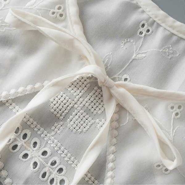 Kvinnor Petal Formad Virkad Falsk Krage Sjal Broderi Blommig Dickey Capelet Vit