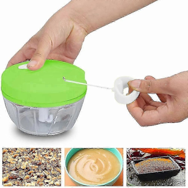 Manuel Fødevarehakker Håndtrukket Kødhakker Blender Foodprocessor 1 Stykke (Grøn)