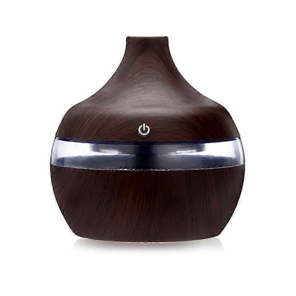 2025 2023 Ny 300 ml USB Aroma Luftfugter Æterisk Olie Diffuser, 7 LED-lys, Trækornsdesign