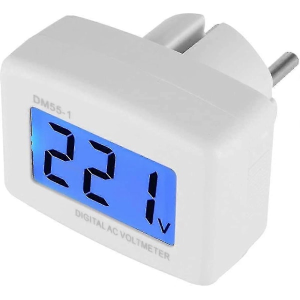 220v Blåt Baggrundslys Digitalt LCD Voltmeter Panel Spændingstester EU Stik Dm55-1 Ac 80-300v