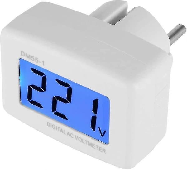 220v Blått Bakgrunnslys Digitalt LCD Voltmeter Panel Spenningstester EU Plugg Dm55-1 Ac 80-300v