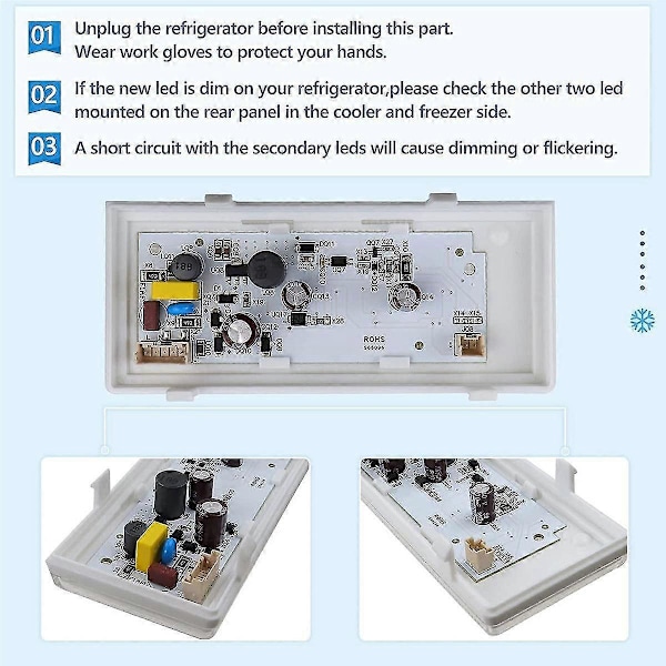 Uusi päivitetty W10515058 LED-valo yhteensopiva //, jääkaappi-pakastimen kanssa