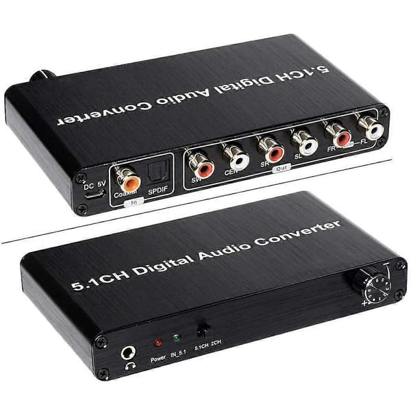 5.1CH Konverter Audio Dekoder Digital Optisk Koaksial Toslink til 3.5mm Jack Støtte for AC-3 DTS 5.1