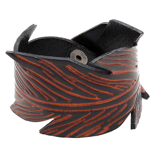 Læderarmbånd til mænd Punk Armbånd Snap Button Bred Manchet Wrap Armbånd