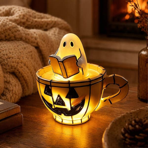 Halloween Spøgelse Læselampe - Græskarkop LED Lampe - USB Skrivebordsdekoration