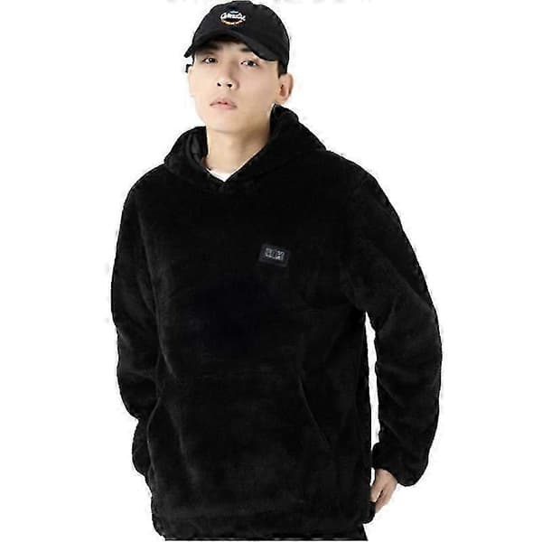 Opvarmet Hættetrøje til Mænd Kvinder, Elektrisk Unisex Sort Varme Pullover Sweatshirt